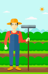 Farmer with rake.