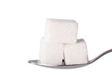 Salt or sugar on a teaspoon isolated