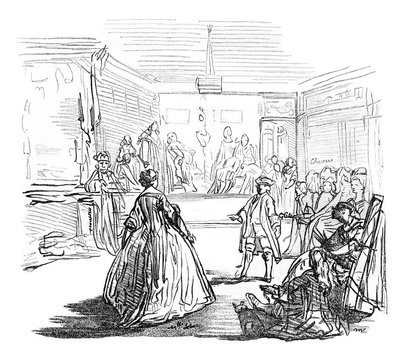 A Prom at Philippe Le Bas, vintage engraving.