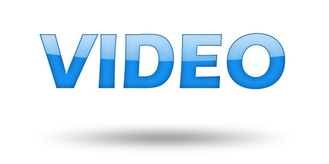 Word VIDEO with blue letters and shadow. 