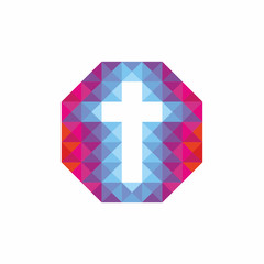 Church logo. Christian symbols. Cross polygonal