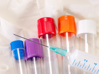 Medical report with a tube and syringe