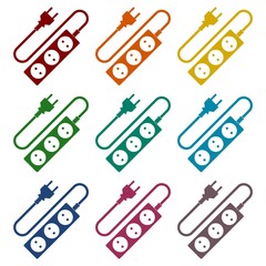 Extension cord icons set