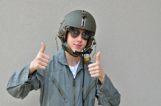 pilot with thumb up