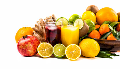Assortment of exotic fruits isolated on white