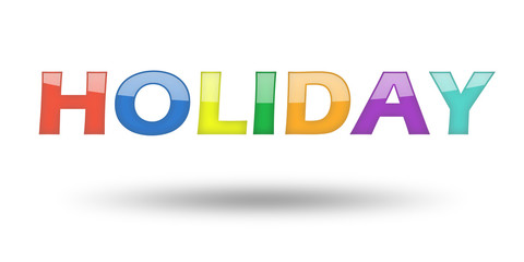 Text Holiday with colorful letters and shadow. 