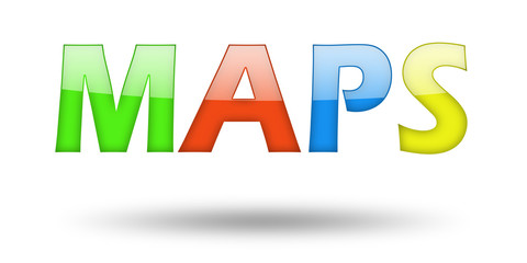 Text MAPS with colorful letters and shadow. 