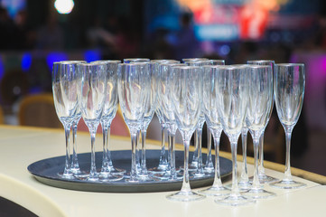 Empty Glasses On A Tray