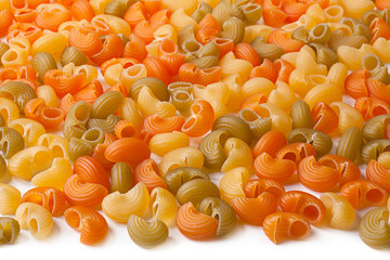 Multicolor dry swirl pasta background