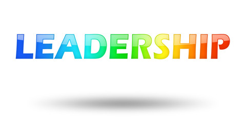Text LEADERSHIP with colorful letters and shadow. 