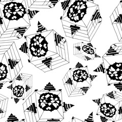 Vector abstract black and white seamless background from  triangles.