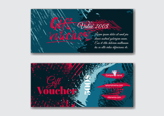 Set of the grunge gift voucher templates.