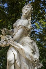 white marble sculptures in the gardens of Segovia, Spain. beauti