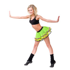 Aerobics fitness woman exercising isolated in full body. © StepStock