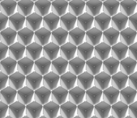 seamless grid pattern of  three-dimensional cubes and small spheres 