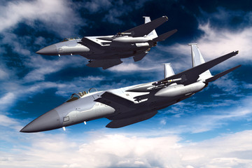 Fototapeta na wymiar F-15C Eagle 3D illustration model in flight