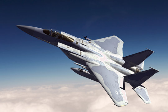 F-15C Eagle 3D illustration model in flight