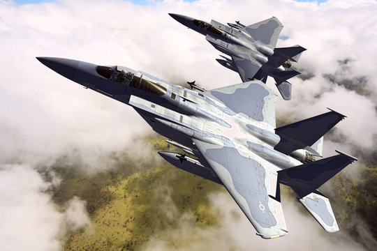 F-15C Eagle 3D illustration model in flight