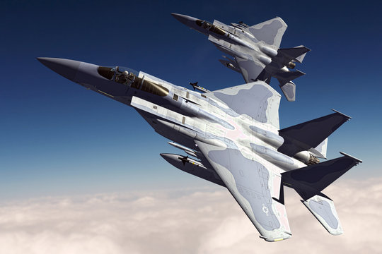 F-15C Eagle 3D illustration model in flight