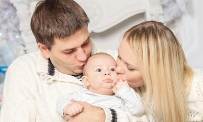portrait of happy family in Christmas.