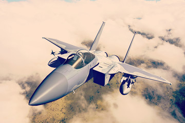 F-15C Eagle 3D rendering vintage effect