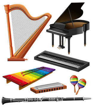 Different kind of musical instruments