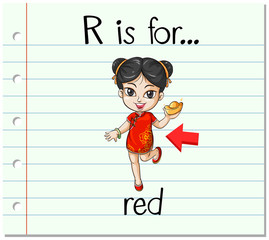 Flashcard letter R is for red