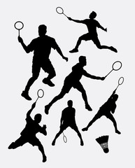 Badminton male sport player silhouette 1. Good use for symbol, logo, web icon, mascot, sign, sticker, or any design you want. Easy to use.
