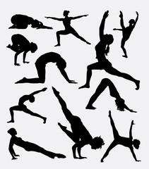 Pilates woman sport activity silhouette 2. Good use for symbol, logo, web icon, mascot, sign, sticker, or any design you want. Easy to use.
