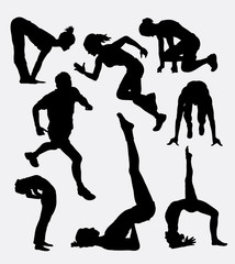 Workout male and female sport activity, Good use for symbol, logo, web icon, mascot, sign, sticker, or any design you want. Easy to use.
