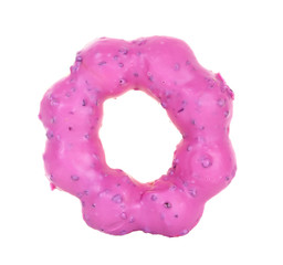 Pink donut isolated on the white