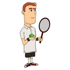 Man playing tennis cartoon