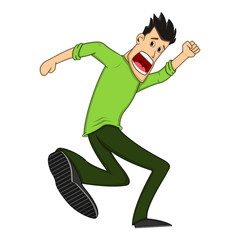 Fototapeta premium Male running scared cartoon