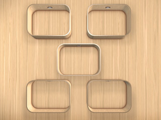 Modern style shelf made of wood on a wooden wall