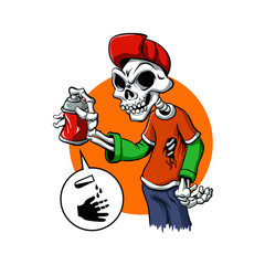 vector skull painting graffiti.