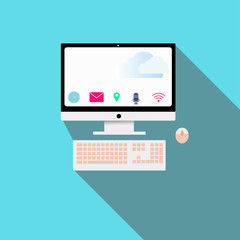 flat office computer design vector
