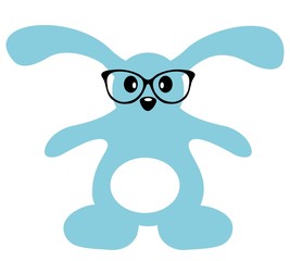 Cute bunny with glasses. Isolated
