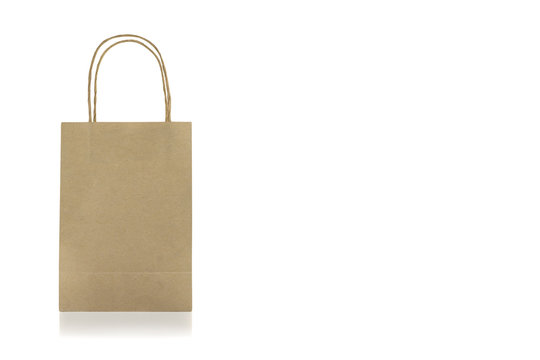 Brown paper bag on white background,clipping path