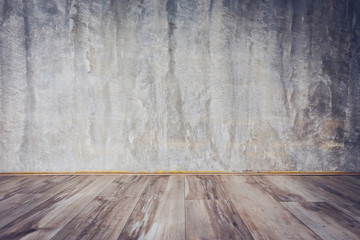 cement mortar wall background and wood floor in the room