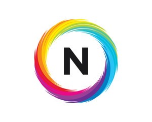 N  Letter Rainbow Wave