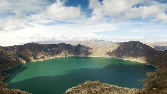 Experience a breathtaking time lapse journey over Ecuador's Quilotoa Crater,a stunning 3km wide caldera formed by a volcanic collapse 800 years ago.