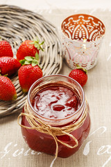 Jar of strawberry jam