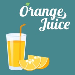 Vector orange juice and orange slice