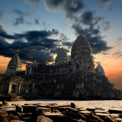 Obraz premium Angkor Wat Temple, Siem Reap, Khemer temple in Cambodia