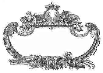 Renaissance ornamental frame with fleur-de-lis and crown