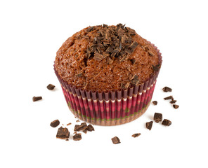 chocolate muffin isolated on white background