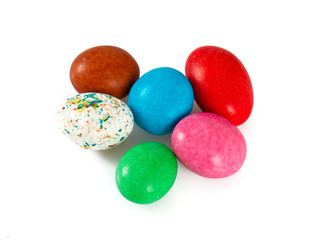 Fototapeta na wymiar Easter candy eggs isolated on white background