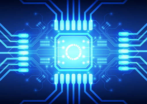 Technology processor on circuit board vector background