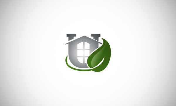  garden house leaf vector logo