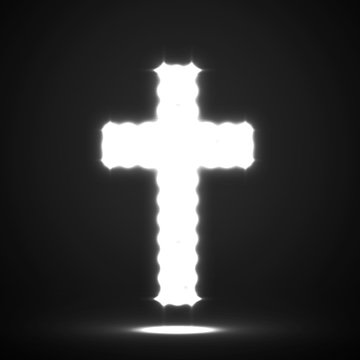 Glowing cross. Christian Symbol